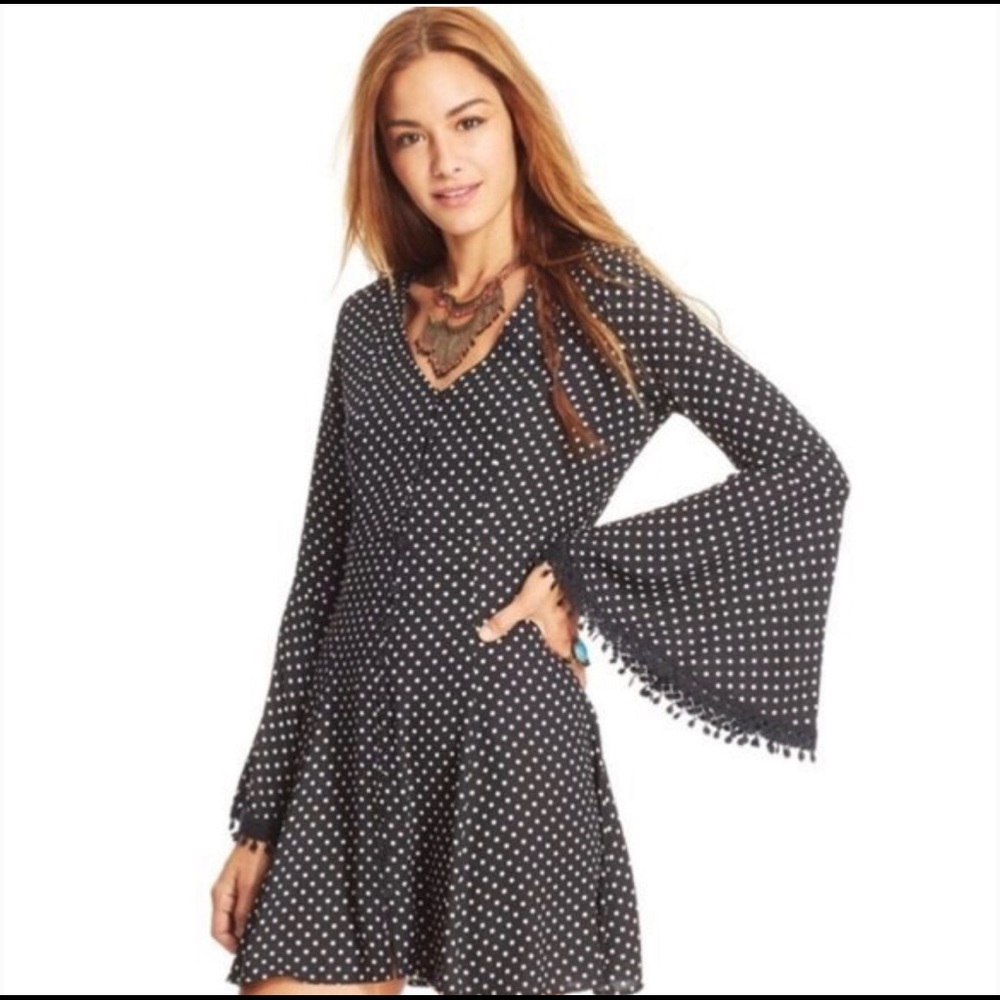 American Rag Black and White Polka Dot Long Sleeve Dress - Picture 3 of 9